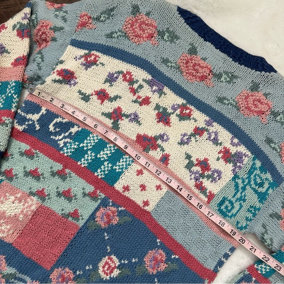 American Vintage • Cotton Patchwork Cable Knit Cardigan - Picture 6 of 8